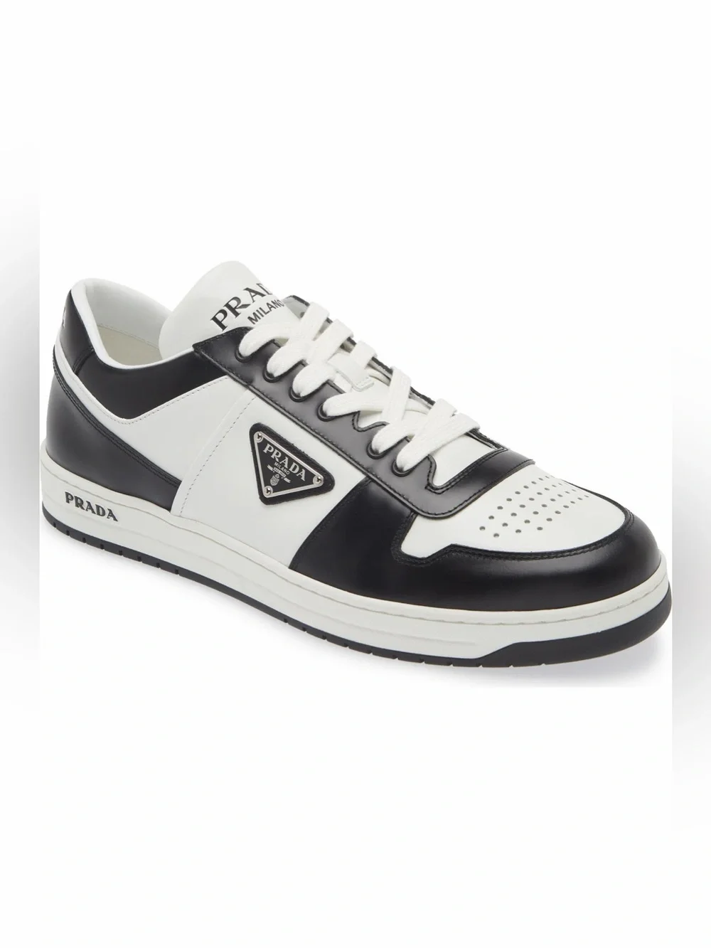 Men’s Prada Downtown Logo Low Top Sneakers in Black/White Size 10.5